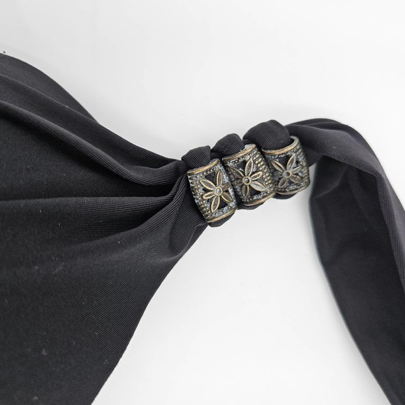 Becca Rebecca Virtue Black Underwire Halter Twist Front pushUp Cup Bikini Size L - Picture 5 of 7